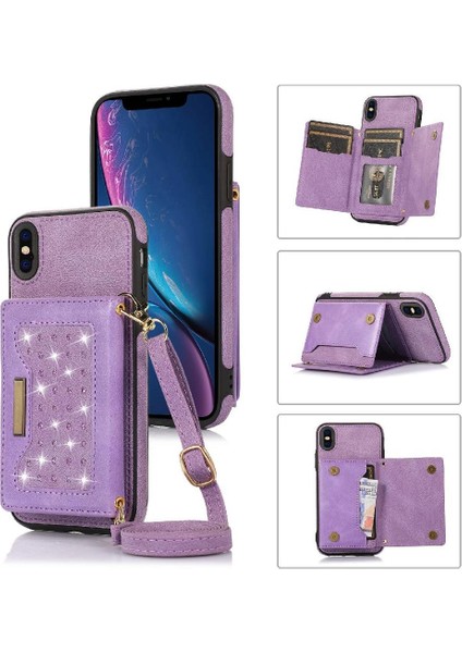 IPhone Xs Max Moda Glitter Cüzdan Kılıf Koruyucu Kapak ile Uyumlu (Yurt Dışından)