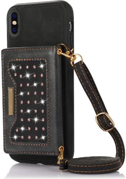 IPhone Xs Max Moda Glitter Cüzdan Kılıf Koruyucu Kapak ile Uyumlu (Yurt Dışından)