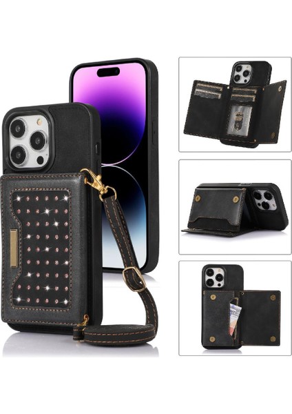 IPhone 14 Pro Max Moda Glitter Cüzdan Kılıf Flip Case ile Uyumlu (Yurt Dışından)