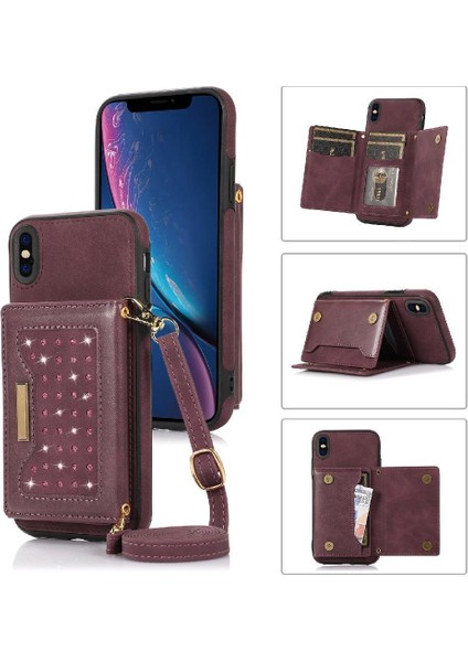 IPhone Xs/x Moda Glitter Cüzdan Kılıf Flip Case Rfıd ile Uyumlu (Yurt Dışından)
