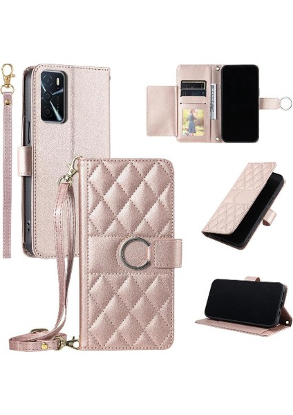 Oppo A56 Cüzdan Pu Deri Manyetik Uzun Kayış Kart Yuvaları Için Flip Case (Yurt Dışından)