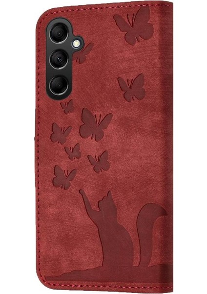 Galaxy A16 Kart Cep Kabartmalı Kelebek Kedi Için Flip Case (Yurt Dışından) modelleri