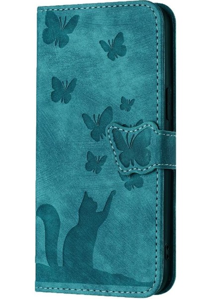Galaxy A56 Tutucu Kapak Kabartmalı Kelebek Kedi Için Flip Case (Yurt Dışından)