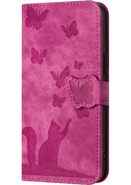 Galaxy A16 Kart Cep Kabartmalı Kelebek Kedi Için Flip Case (Yurt Dışından)