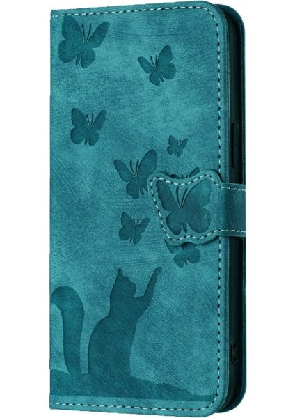 Galaxy A16 Kart Cep Kabartmalı Kelebek Kedi Için Flip Case (Yurt Dışından)