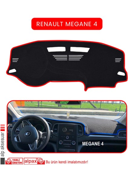 Renault Megane 4 Torpido Koruma Halısı - Kırmızı Kenar