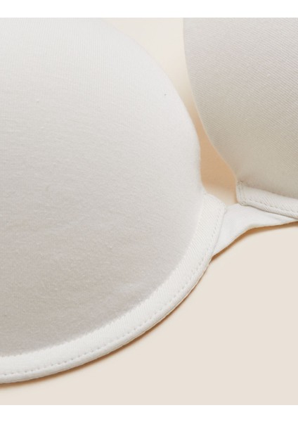 3'lü Pamuklu Push Up T-Shirt Sütyeni
