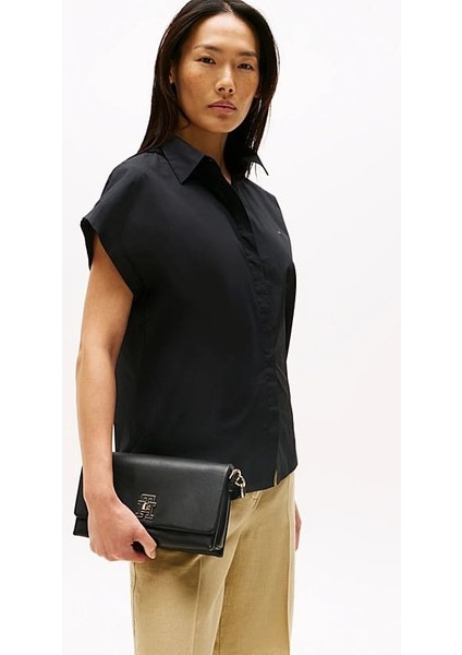 Kadın Th Modern Convertible Crossover Omuz Çantası - Siyah indirimleri