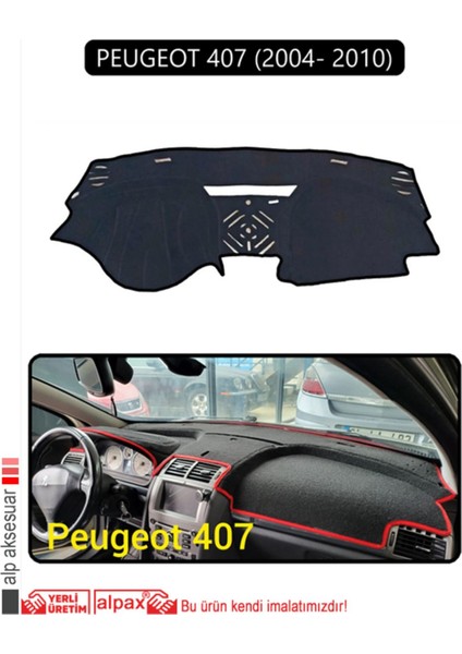 Peugeot 407 (2004- 2010) Torpido Koruma Halısı - Siyah Kenar