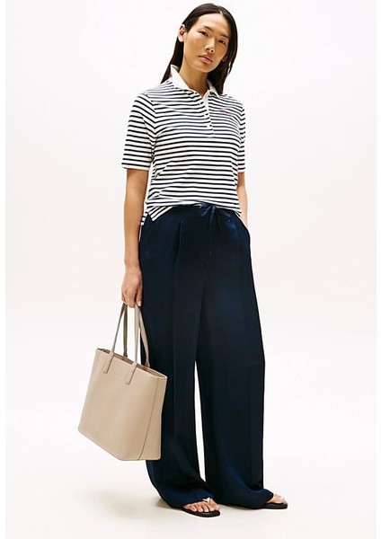 Kadın Logotape Tote Omuz Çanta - Açık Kahverengi indirimleri