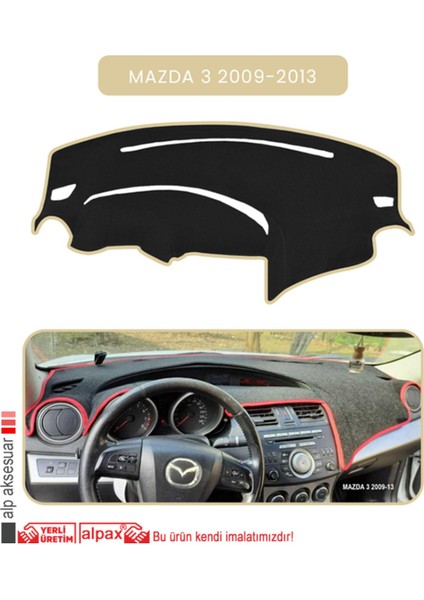 Mazda 3 2009-2013 Torpido Koruma Halısı - Bej Kenar