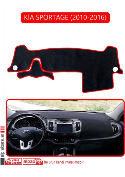 Kia Sportage 2010-2016 Torpido Koruma Halısı - Kırmızı Kenar