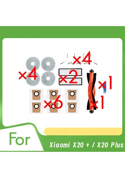 Xiaomi Robot Vakum X20 + / X20 Plus Parçaları Için Süpürge Aksesuarları Ana Yan Fırça Hepa Filtre Paspas Bezi Toz Torbaları (Yurt Dışından)