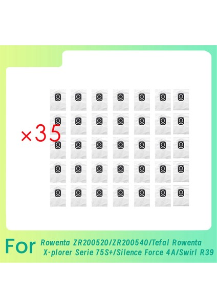 Rowenta ZR200520/ZR200540/TEFAL Rowenta X-Plorer Serie 75S+/SILENCE Force 4A/SWIRL R39 Süpürge Için 35 Adet Toz Torbası (Yurt Dışından)