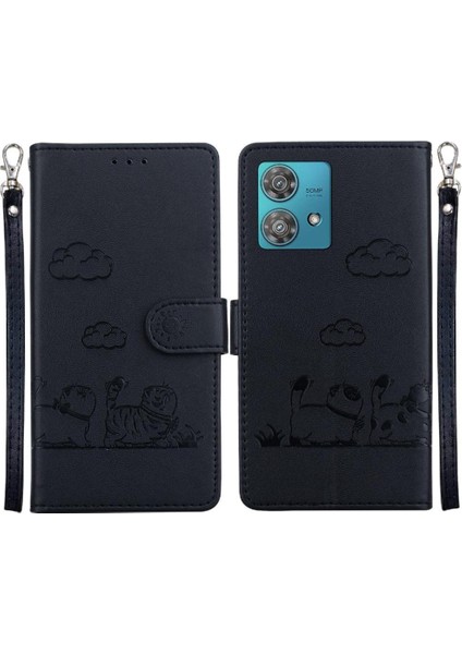 Motorola Kenar 40 Neo Kart Yuvası Tutucu Için Flip Case Kickstand Deri Kedi (Yurt Dışından)