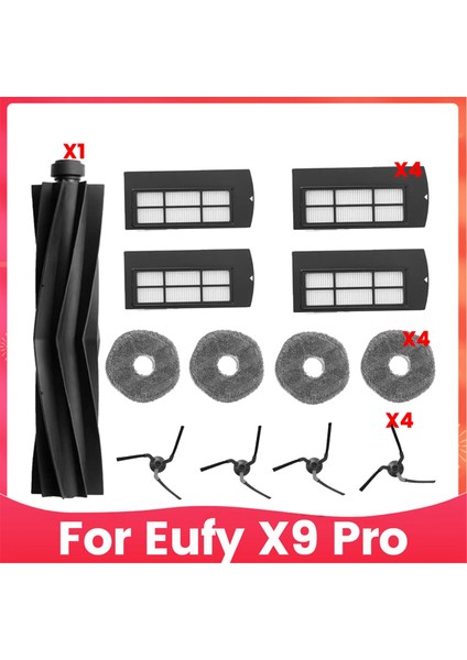 Eufy X9 Pro Robot Süpürge Için Uygun Yedek Parçalar, Aksesuar Seti Fırça Rulo Filtre Kenarları Fırçalar Paspas Pedleri (Yurt Dışından)