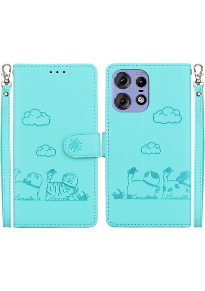 Motorola Kenar 50 Pro Kedi Rfıd Deri Cüzdan Kart Yuvası Için Flip Case (Yurt Dışından)