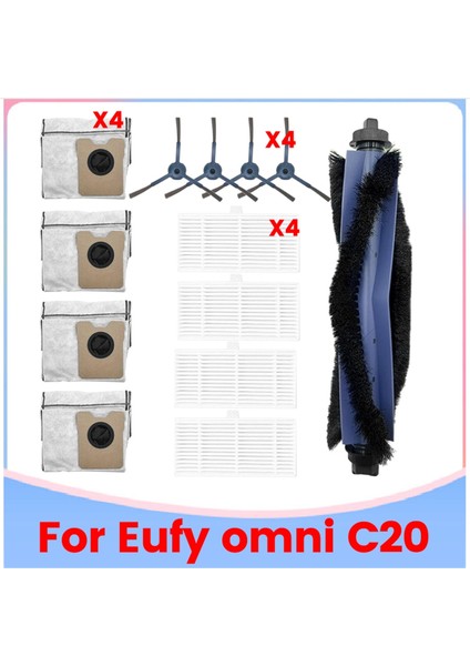 Eufy Omni C20 Robot Süpürge Aksesuarları Için 13 Adet Yedek Parça Ana Fırça Hepa Filtre Toz Torbası Yan Fırça (Yurt Dışından)