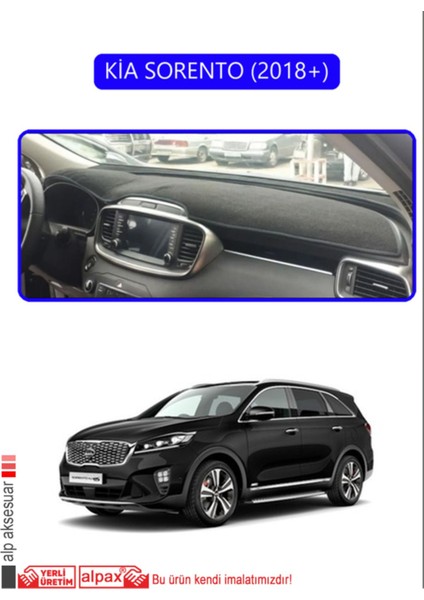 Kia Sorento 2018+ Torpido Koruma Halısı - Mavi Kenar
