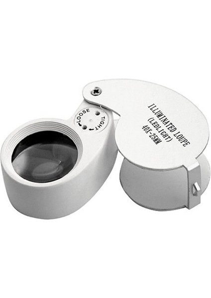 Kuyumcular Lens Camı Büyüteç 40X 25MM Göz Büyüteç 2 LED Işıklar (Yurt Dışından)