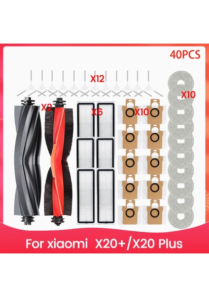 Xiaomi X20+/X20 Plus Elektrikli Süpürge Ana Yan Fırça Hepa Filtre Paspas Bezi Toz Torbası Yedek Parçalar Aksesuarlar (Yurt Dışından)