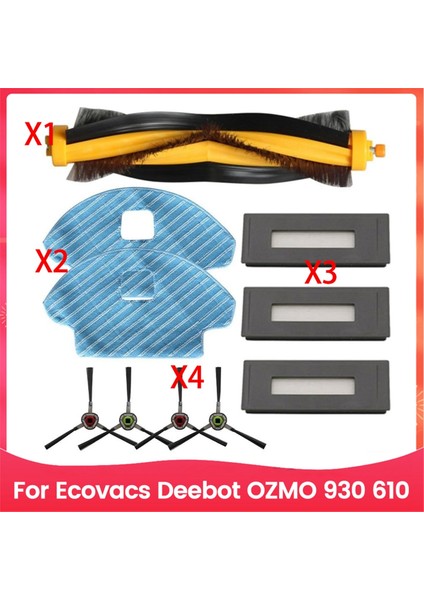 Ecovacs Deebot Ozmo 930 610 Robot Süpürge Ana Yan Fırça Filtre Paspas Bezi Süpürge Aksesuarları Kiti (Yurt Dışından)