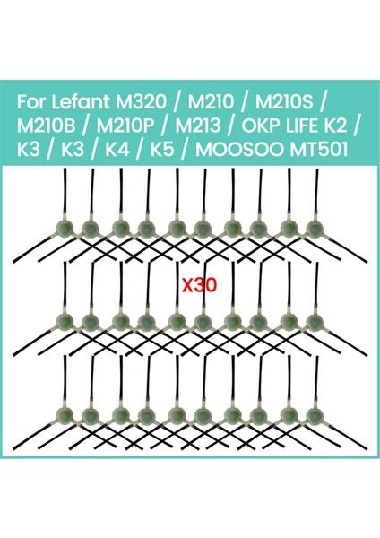 Lefant M210 M210S M210B M213 Vakum Yedek Parçaları Için 30 Adet Vakum Yan Fırçası Yedeği 3 Kollu Yan Fırça (Yurt Dışından)