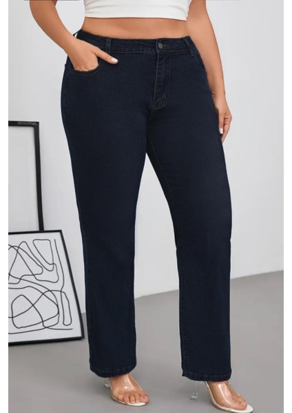 Cedy Denım - Kadın Büyük Benden Boru Paça Yüksek Bel Regular Fit Likralı Pantolon C626 fırsatları