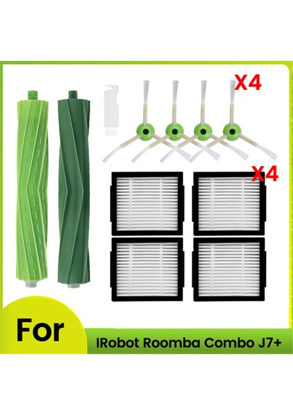 11 Adet Silindir Fırça Yan Fırça Hepa Filtresi Irobot Roomba Combo J7+ Elektrikli Süpürge Yedek Parçası (Yurt Dışından)