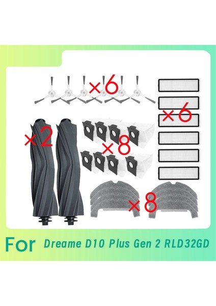 Dreame D10 Plus Gen 2 RLD32GD Süpürme Robotu Temizleyici Parçaları Yedek Ana Yan Fırça Paspas Filtresi Için 30 Adet (Yurt Dışından)