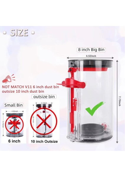 Dyson V11 Elektrikli Süpürge Hayvan Tork Li Kablosuz Büyük Uzun Şeffaf Hazne Kovası Yedek Parçası Için Büyük Toz Haznesi Haznesi (Yurt Dışından) modelleri