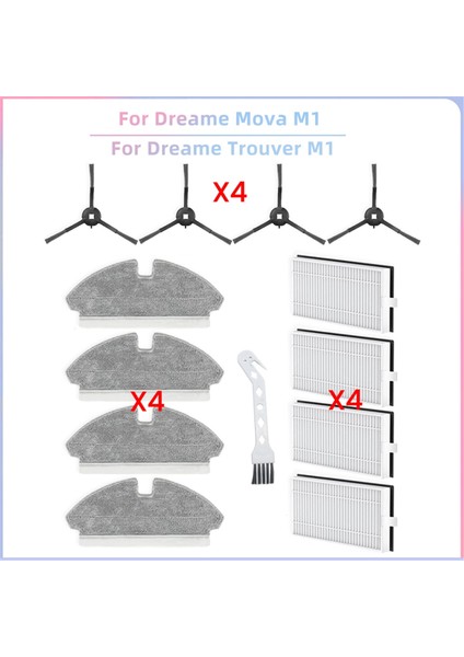 Dreame Mova M1 / Trouver M1 Vakum Yedek Parçaları Yan Fırça Hepa Filtreleri Paspas Bezi Aksesuarları (Yurt Dışından)