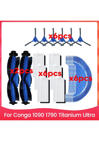 Conga 1090 1790 Titanium Ultra Vakumlu Süpürge Ana Yan Fırça Filtresi Paspas Pedleri Fırça Kapağı Parçalar Aksesuar Seti (Yurt Dışından)