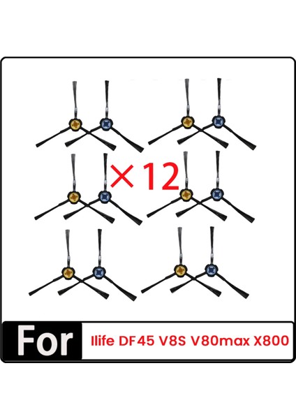12 Adet Ilife DF45 V8S V80MAX X800 Robot Süpürge Parçaları Değişimi Için Yan Fırça (Yurt Dışından)