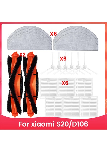 Xiaomi Robot Süpürge S20/D106 Parçaları Için Yedek Kit Aksesuarları Ana Yan Fırça Hepa Filtre Paspas Bezi (Yurt Dışından)