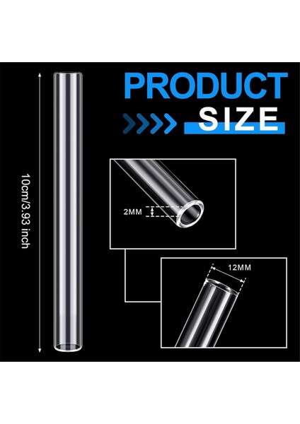 Adet 4 Inç Şeffaf Borosilikat Cam Tüp 12 mm Od 8 mm Id 2 mm Kalınlığında Temizleme Fırçası ile Cam Üfleme Tüpleri (Yurt Dışından) fiyatları