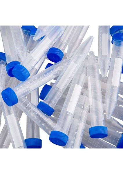 Konik Santrifüj Tüpleri 15ML, 100 Adet Vidalı Kapaklı Steril Plastik Test Tüpleri, Polipropilen Kap (Yurt Dışından)