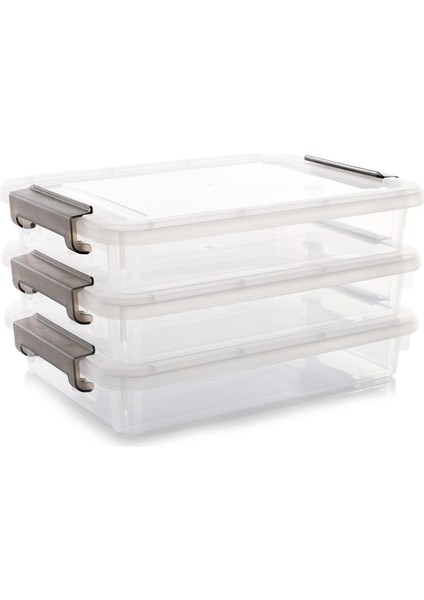 Adet Mandallı Kapaklı Plastik Saklama Kutuları Taşınabilir Proje Kutusu Şeffaf Dosya Kutusu Istiflenebilir Depolama (Yurt Dışından)