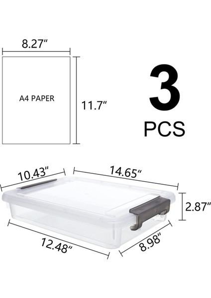 Adet Mandallı Kapaklı Plastik Saklama Kutuları Taşınabilir Proje Kutusu Şeffaf Dosya Kutusu Istiflenebilir Depolama (Yurt Dışından) fiyatları