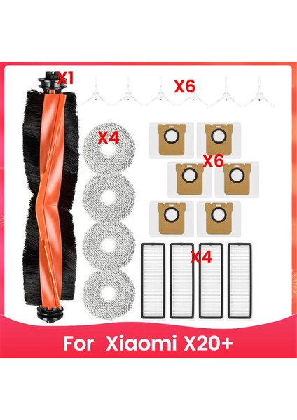 Xiaomi Robot Vacuum X20+ Robot Vacuum Cleaner Için Yedek Parçalar Ana Yan Fırçalar Hepa Filtreler Paspas Bezi Toz Torbaları (Yurt Dışından)