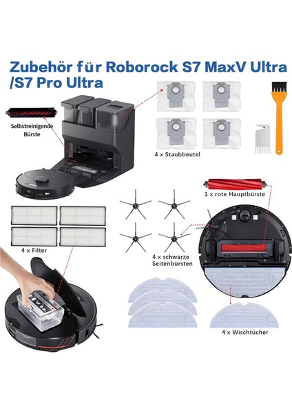 Roborock S7 Maxv Ultra Için, Ana Yan Fırça Hepa Filtre Paspas Bezi Toz Torbaları Yedek Parçalar Aksesuarlar (Yurt Dışından) fiyatları