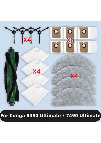 Cecotec Conga 8490 Ultimate Ultra Power / 7490 Ultimate Home X-Treme Genesis Vakum Parçaları Filtre Fırça Paspas Toz Torbası (Yurt Dışından)