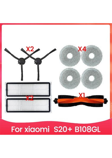 Xiaomi S20+ B108GL Robot Süpürge Ana Yan Fırça Hepa Filtre Paspas Bezi Yedek Parçaları (Yurt Dışından)