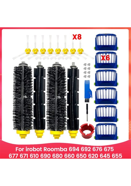 Irobot Roomba 694 692 676 675 677 671 610 690 680 660 650 620 645 655 Robot Süpürge Fırça Filtreleri Için Yedek Parçalar (Yurt Dışından)
