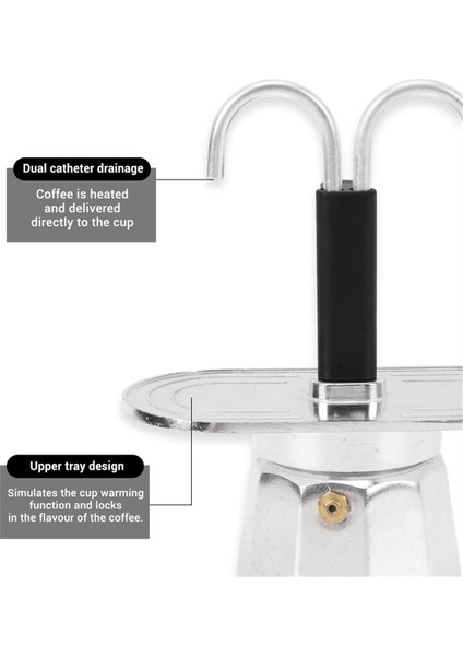 2 Fincan Kahve Makinesi, 100ML Mini Kahve Potu Çift Kafa Alüminyum Ocak Üstü Espresso Makinesi Ev Kafe Ofis Kullanımı Için (Yurt Dışından) fırsatları