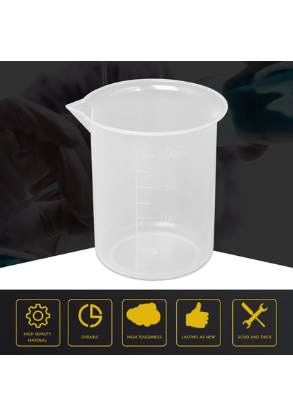Mutfak Laboratuvarı Dereceli Bardak Şeffaf Plastik Ölçüm Kabı Kapaklı Kalınlaştırılmış Ölçüm Sürahisi 200ML 2 Adet (Yurt Dışından)