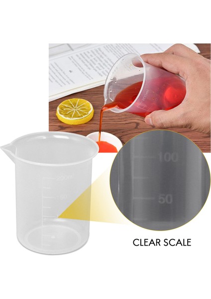 Mutfak Laboratuvarı Dereceli Bardak Şeffaf Plastik Ölçüm Kabı Kapaklı Kalınlaştırılmış Ölçüm Sürahisi 200ML 2 Adet (Yurt Dışından)