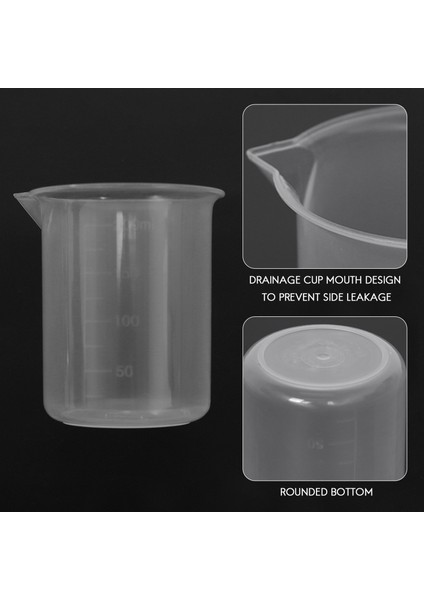 Mutfak Laboratuvarı Dereceli Bardak Şeffaf Plastik Ölçüm Kabı Kapaklı Kalınlaştırılmış Ölçüm Sürahisi 200ML 2 Adet (Yurt Dışından)