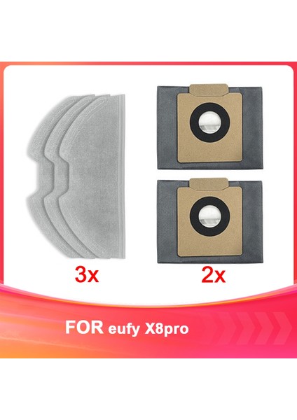 Eufy X8PRO Robot Süpürge Aksesuarları Toz Torbası ve Bez Değiştirme Kiti (Yurt Dışından)