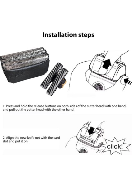 51B Elektrikli Tıraş Makinesi Yedek Folyo Başlığı Kesici ile Braun 5 Serisi 510 550 570CC 590CC 590CC 8581 8583 8585 Tıraş Makinesi (Yurt Dışından) fırsatları